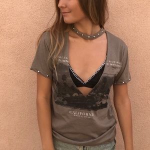 California cutout studded choker tee size small